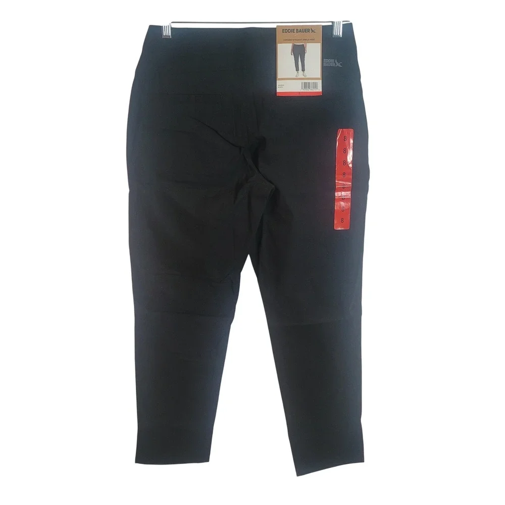 Eddie Bauer Horizon‎ Straight Ankle Pant Black Womens Size 8 Hiking Casual NEW